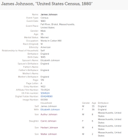 1880 US Census for James Johnson