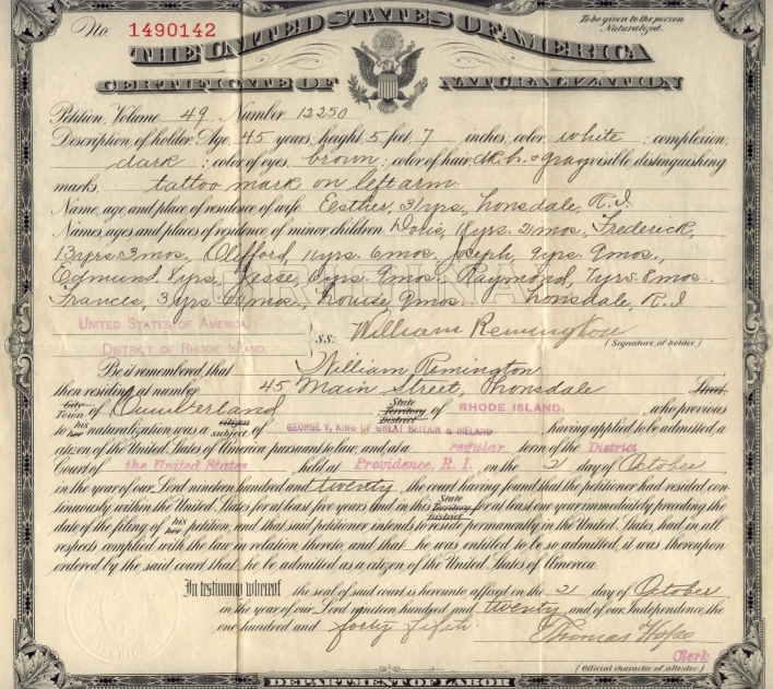 William Remington Naturalization