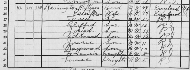 1925 RI Census Showing My Mother at age 5